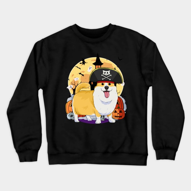 Pembroke Welsh Corgi Halloween Pirate Costume Crewneck Sweatshirt by Noseking